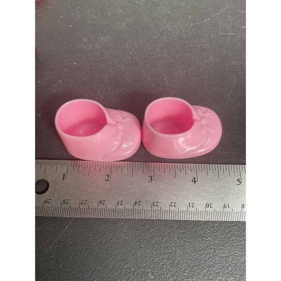 Miniature Pink Doll Shoes With Bow Design Cake Toppers Baby Shower - Picture 5 of 6